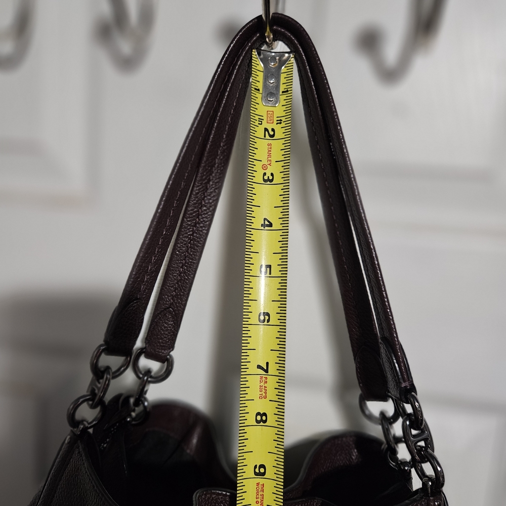 Coach Dalton 31 Gunmetal-Oxblood Leather Shoulder Bag - Picture 10 of 13